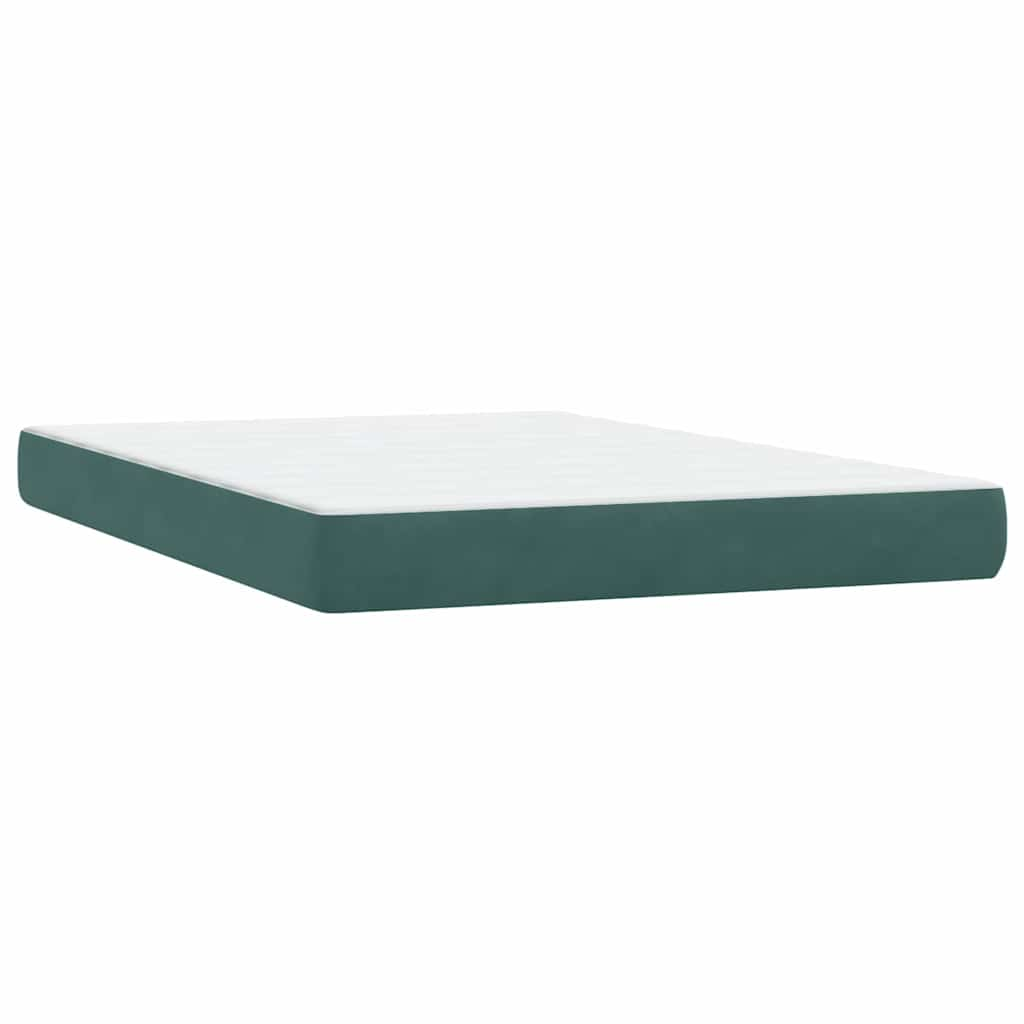 Box spring postelja z vzmetnico temno zelena 160x210 cm žamet