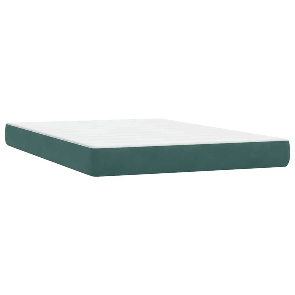 Box spring postelja z vzmetnico temno zelena 140x220 cm žamet