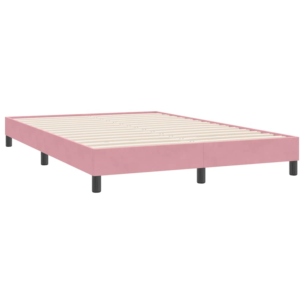 Box spring postelja z vzmetnico roza 140x220 cm žamet