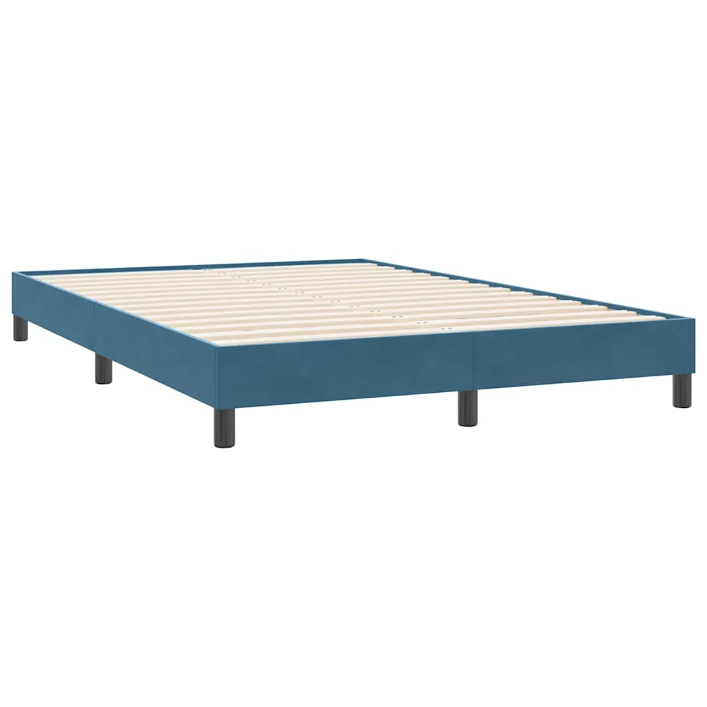 Box spring postelja z vzmetnico temno modra 160x220 cm žamet