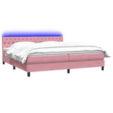 Box Spring postelja z vzmetnico Pink 200x220 cm žamet