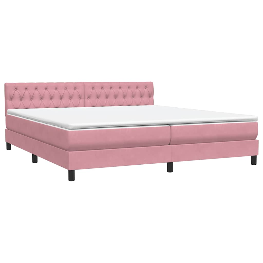 Box Spring postelja z vzmetnico Pink 200x220 cm žamet