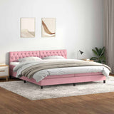 Box Spring postelja z vzmetnico Pink 200x220 cm žamet