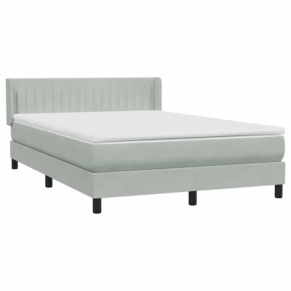 Box Spring postelja z vzmetnico svetlo siva 140x220 cm žametna