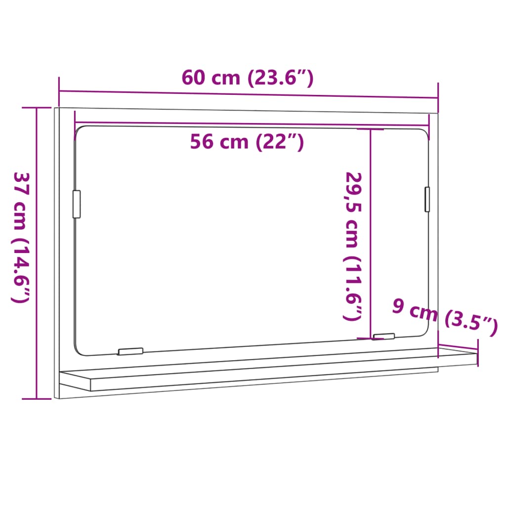 Kopalniška omarica z ogledalom starinski les 60x11x37 cm les