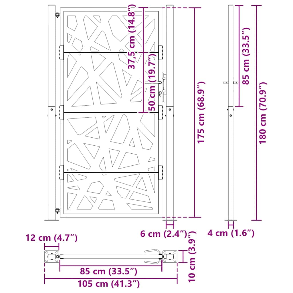 Vrtna vrata 105x180 cm Vremensko odporno jeklo Light Design