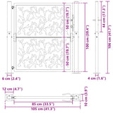 Vrtna vrata, črna, 105x106 cm, dizajn jeklenih listov