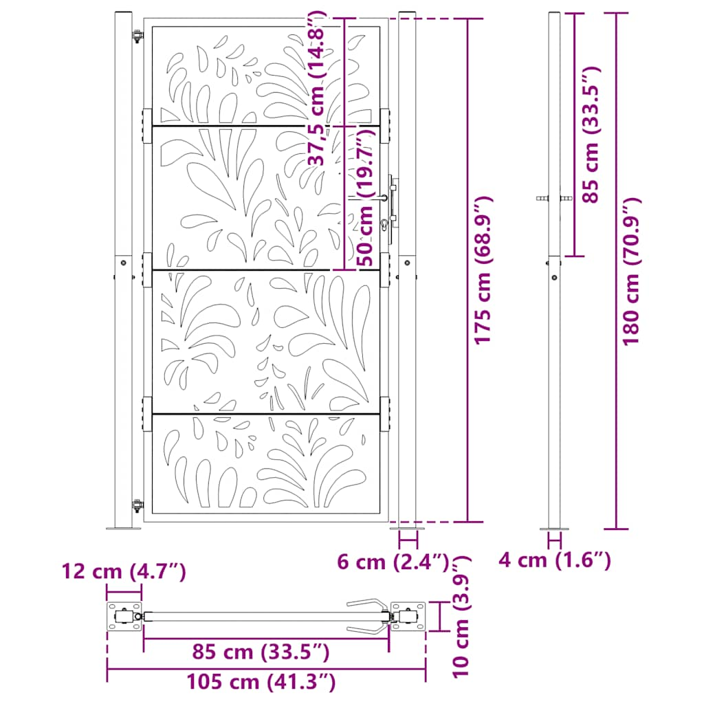 Vrtna vrata 105x180cm preperevanje oblikovanje jeklenimi valovi