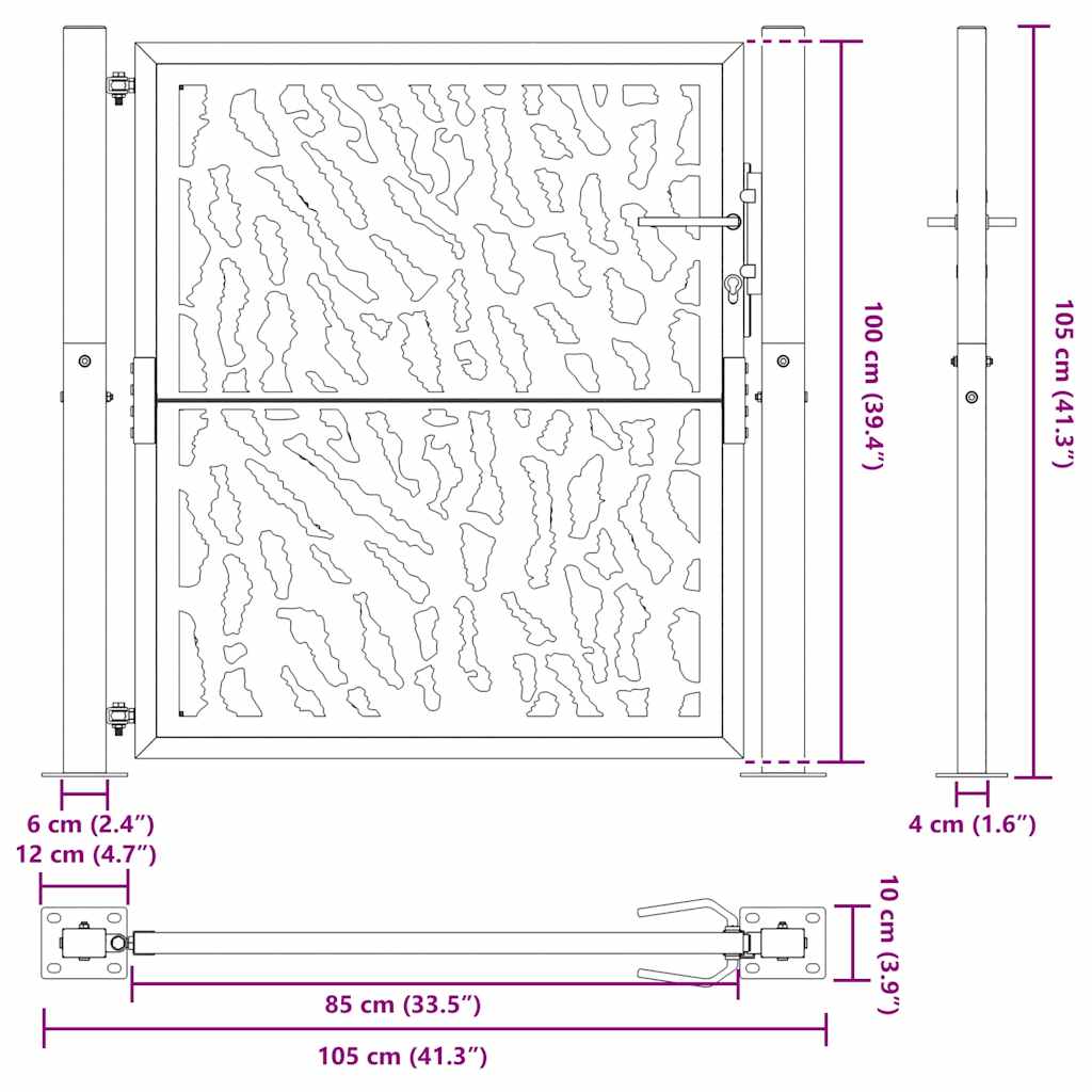 Vrtna vrata 105x105 cm preperevanje oblikovanje jeklene sledi