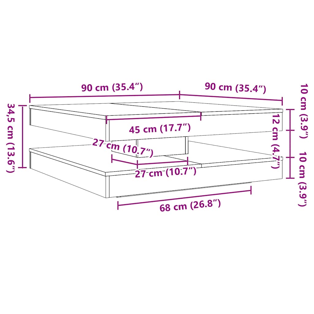 Klubska mizica sonoma hrast 90x90x34,5 cm