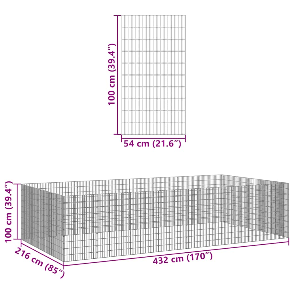 Ograda za živali na prostem s 24 paneli 54x100 cm železo