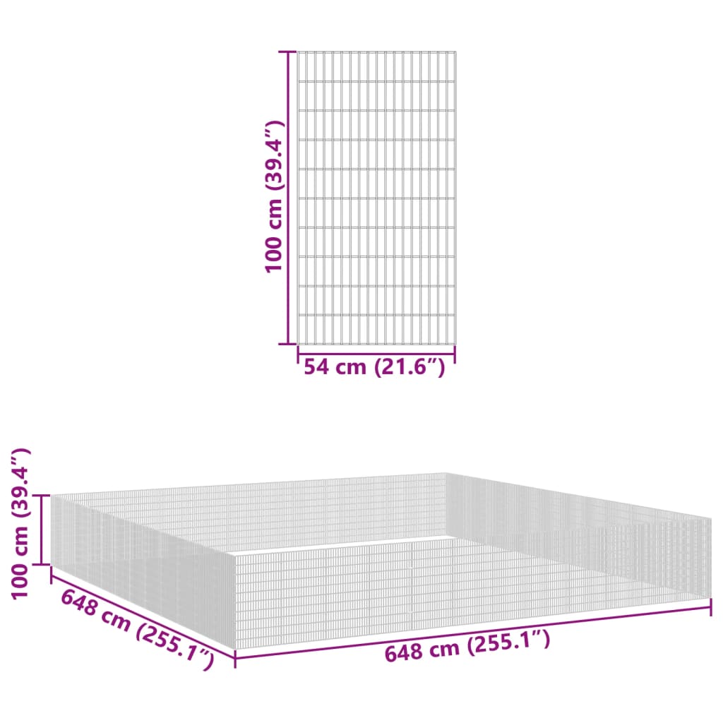 Ograda za živali na prostem z 48 paneli 54x100 cm železo