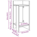 Stranske mize s polico 2 kosa bela 25,5x27x60 cm