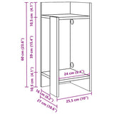 Stranske mize s polico 2 kosa sonoma hrast 25,5x27x60 cm