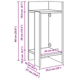 Stranske mize s polico 2 kosa siva sonoma 25,5x27x60 cm