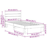 posteljni okvir z vzglavjem brez vzmetnice 80x200 cm