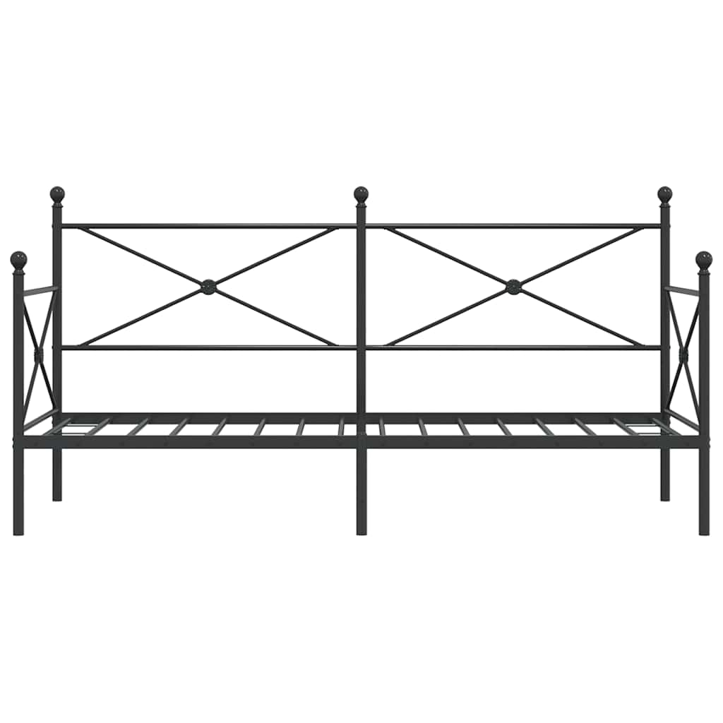 Dnevna postelja brez vzmetnice črna 80x200 cm Jeklo