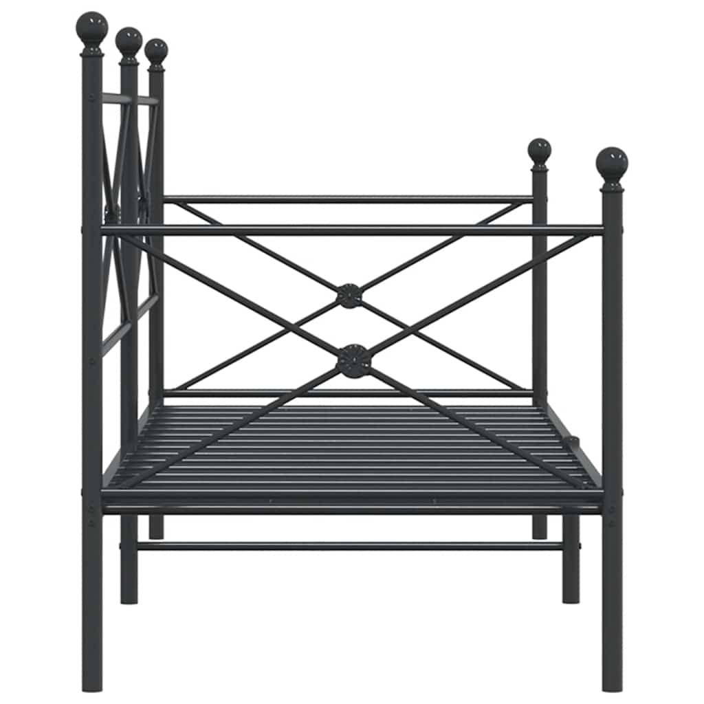 Dnevna postelja brez vzmetnice črna 80x200 cm Jeklo