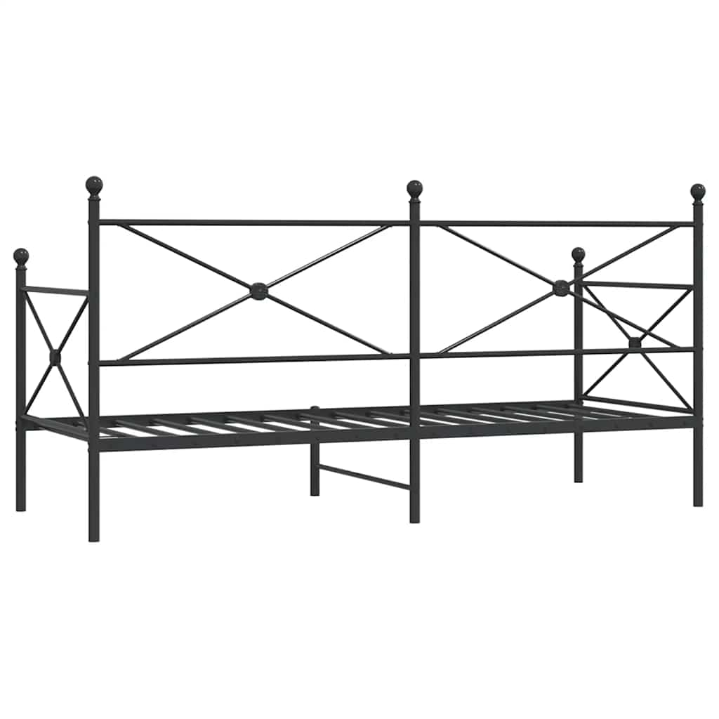 Dnevna postelja brez vzmetnice črna 80x200 cm Jeklo