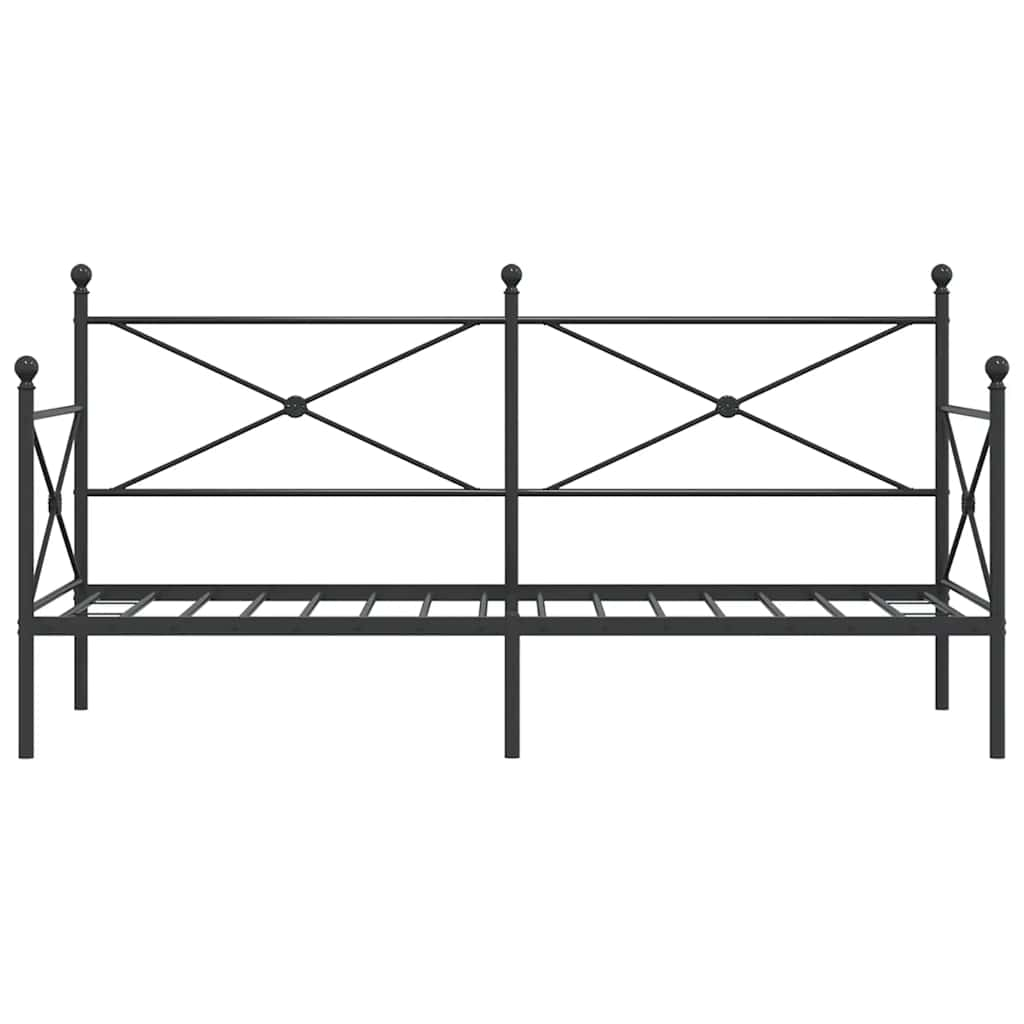 Dnevna postelja brez vzmetnice črna 90x200 cm Jeklo