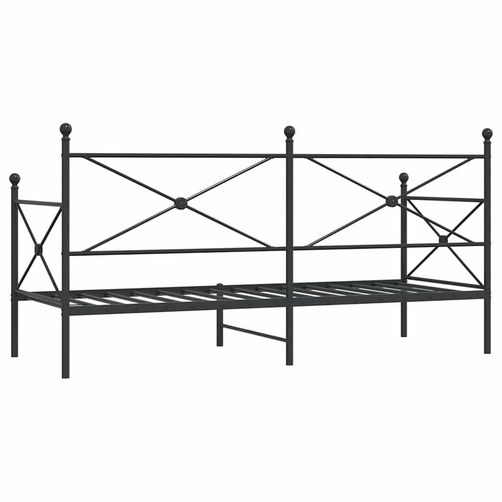 Dnevna postelja brez vzmetnice črna 90x200 cm Jeklo