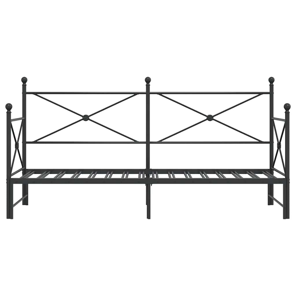 Postelja z ležiščem brez vzmetnice črna 80x200 cm jeklo