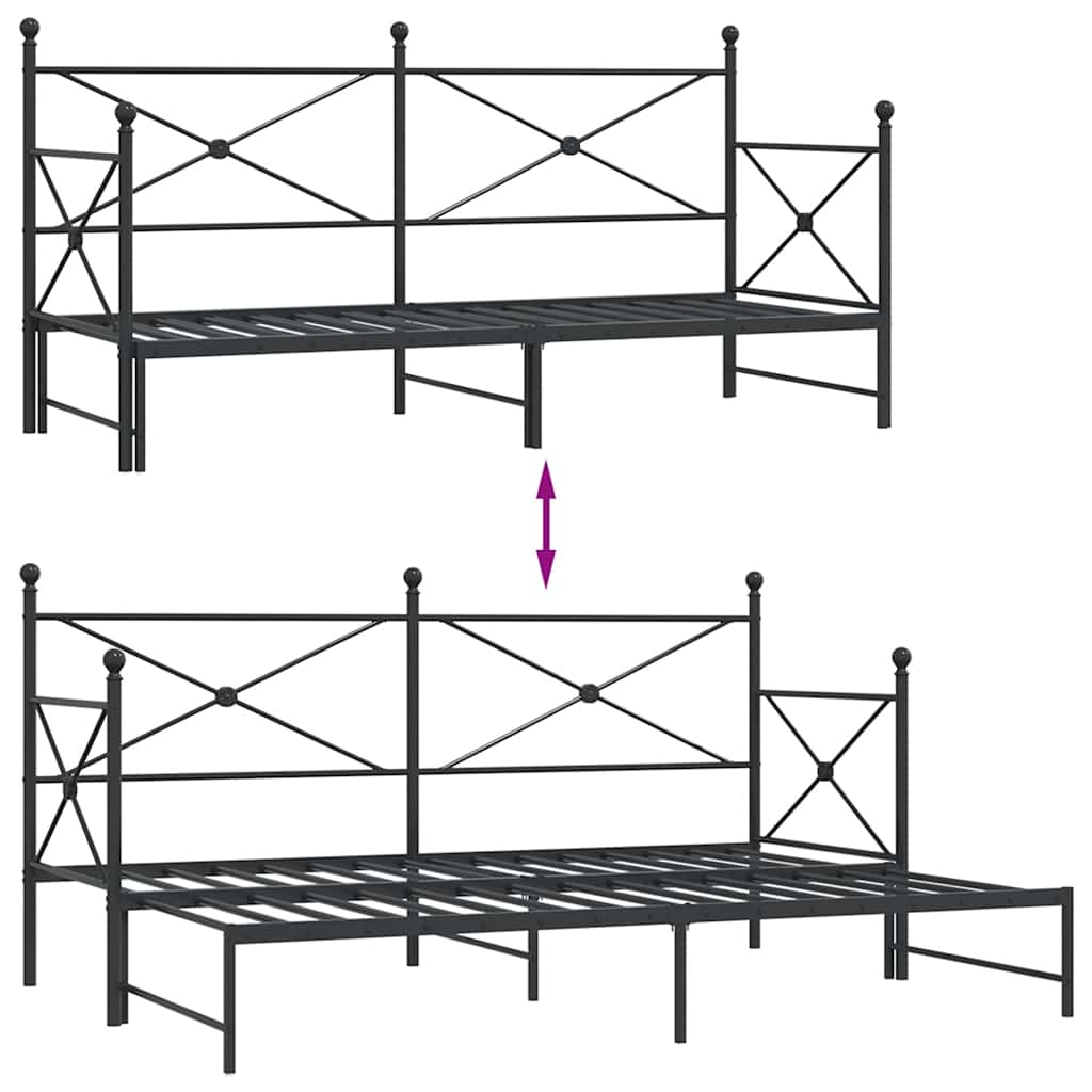 Postelja z ležiščem brez vzmetnice črna 80x200 cm jeklo