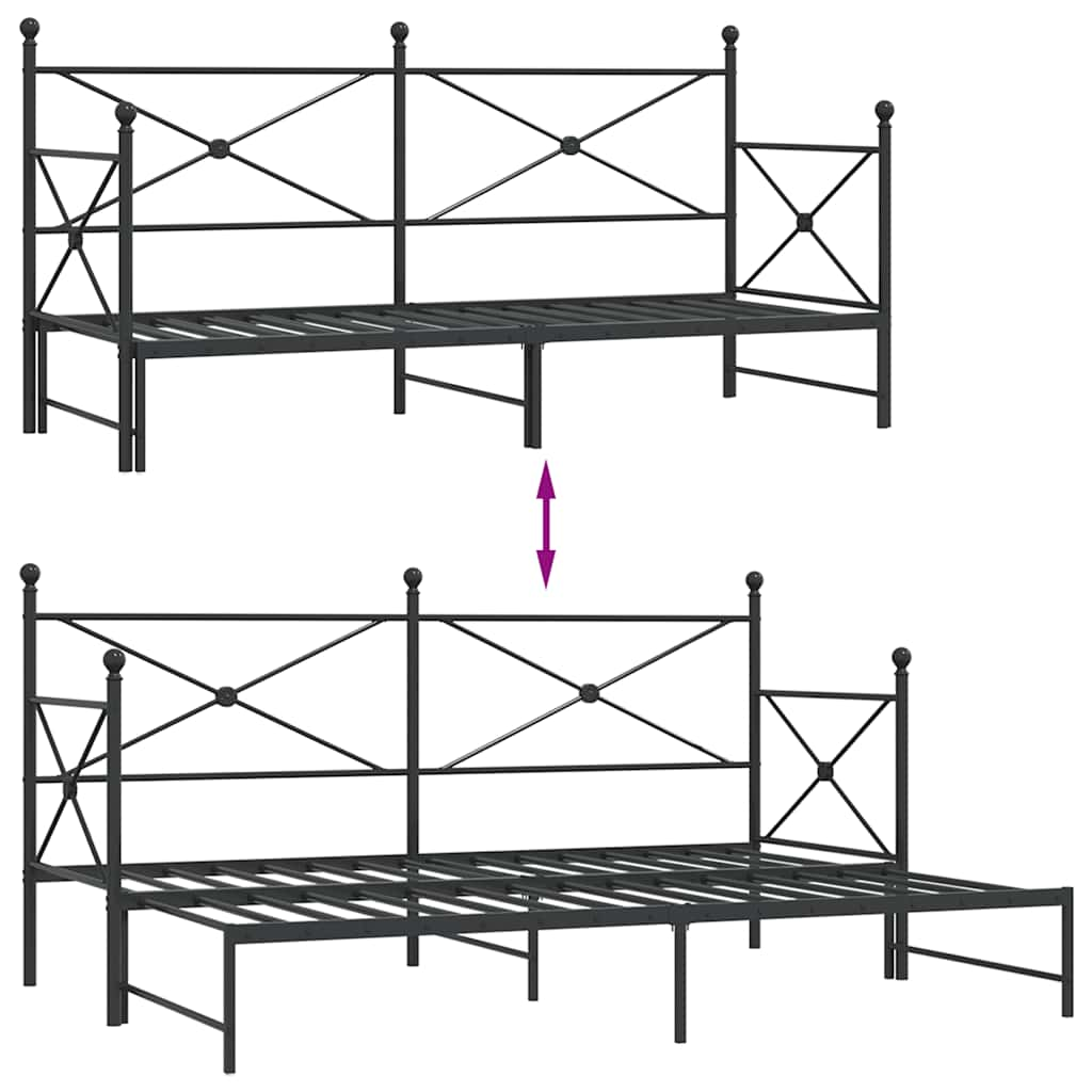 Postelja z ležiščem brez vzmetnice črna 90x200 cm jeklo