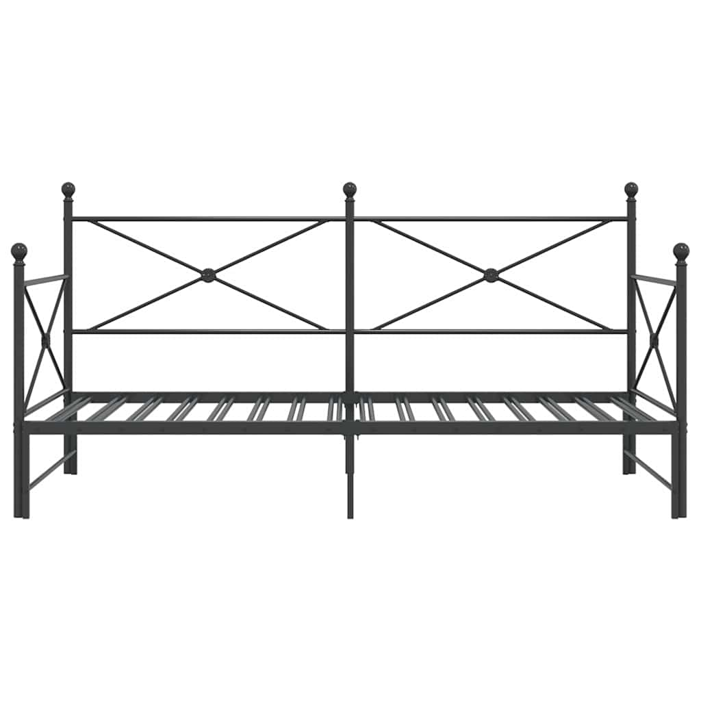 Dnevna postelja s skrinjo brez vzmetnice črna 100x190 cm jeklo