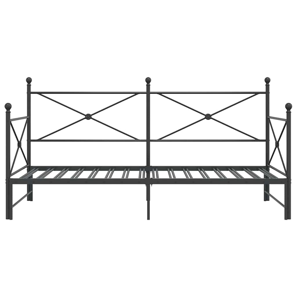 Dnevna postelja s skrinjo brez ležišča Črna 107x203 cm Jeklo