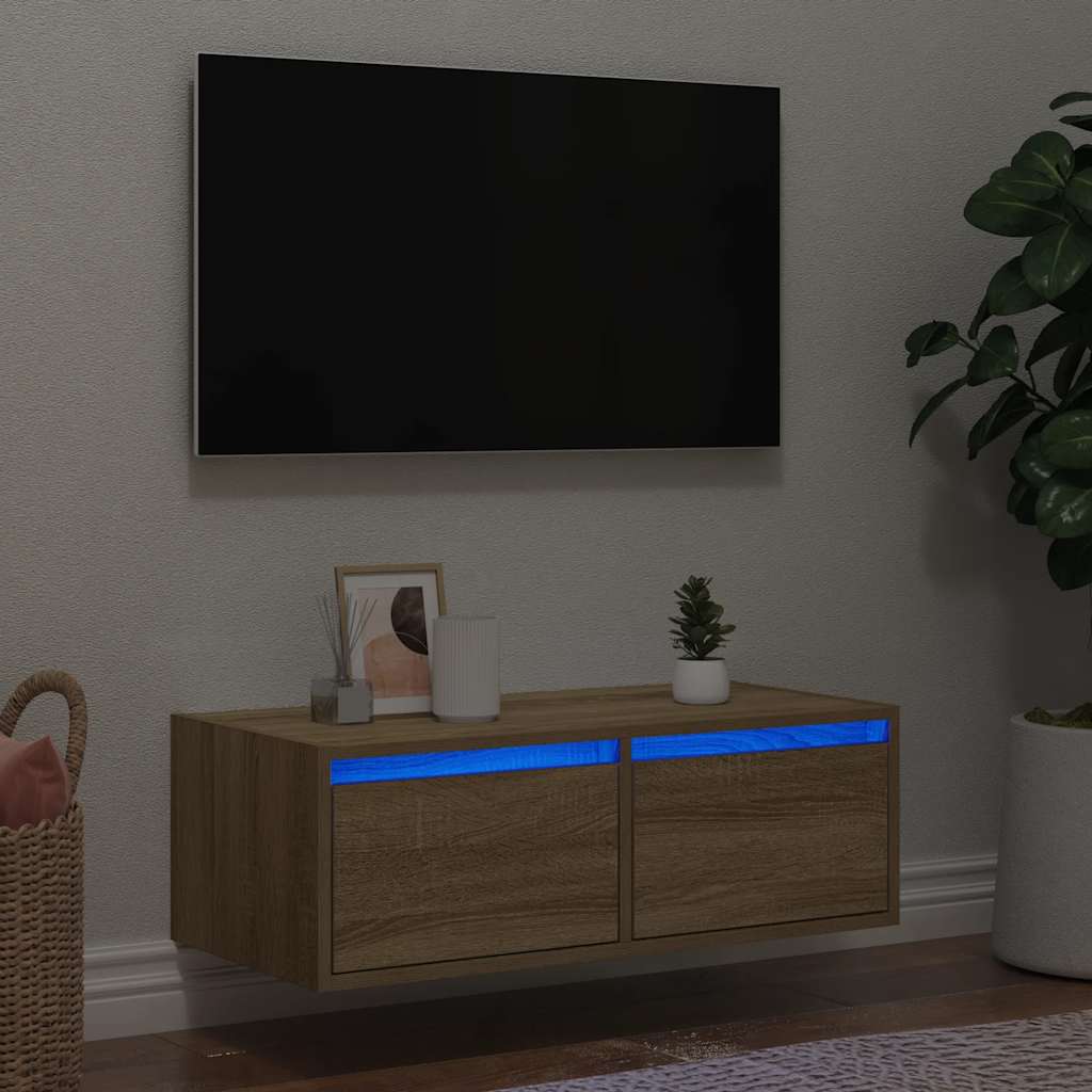 TV omarica z LED lučkami sonoma hrast 75x35,5x25 cm