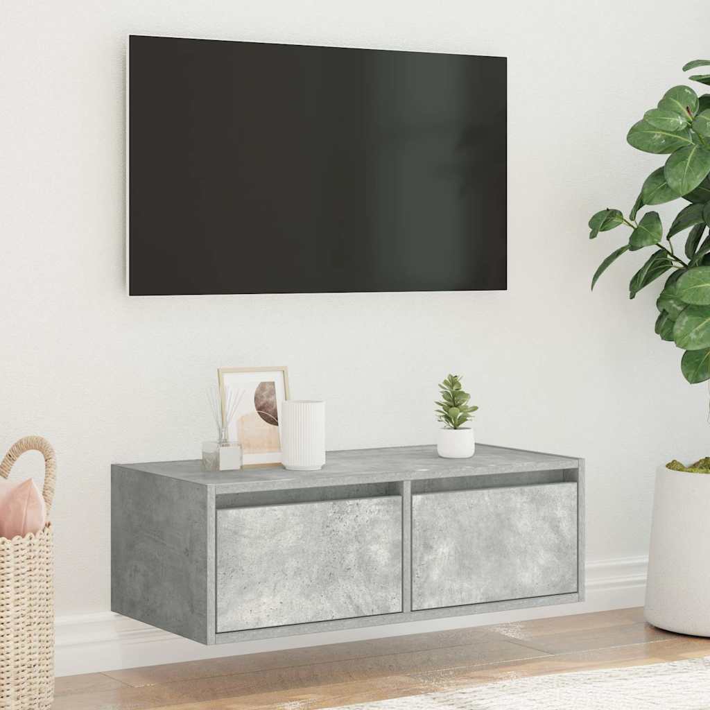 TV omarica z LED lučkami betonsko siva 75x35,5x25 cm