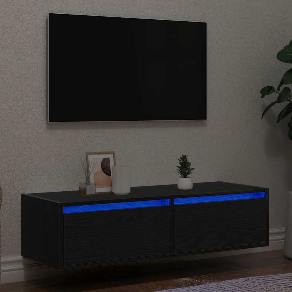 TV omarica z LED lučmi črna 100X35,5x25 cm