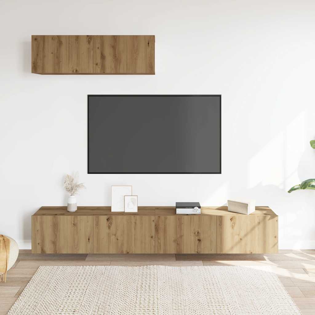 Komplet 3 kosov stenske TV omarice Artisan Oak 100x30x30 cm