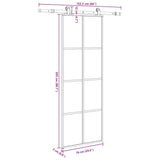 Drsna vrata z opremo 76x205 cm ESG steklo in aluminij