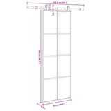 Drsna vrata z opremo 76x205 cm ESG steklo in aluminij