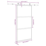 Drsna vrata z opremo 102,5x205 cm kaljeno steklo in aluminij