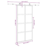 Drsna vrata z opremo 102,5x205 cm kaljeno steklo in aluminij