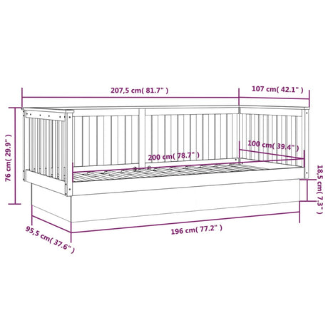 Dnevna postelja 100x200 cm trdna borovina