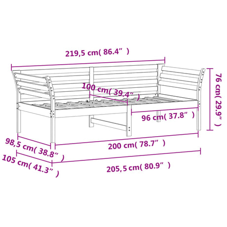 Dnevna postelja 100x200 cm trdna borovina