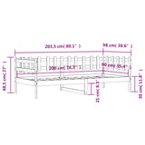 Izvlečna postelja brez vzmetnice 90x200 cm trdna borovina