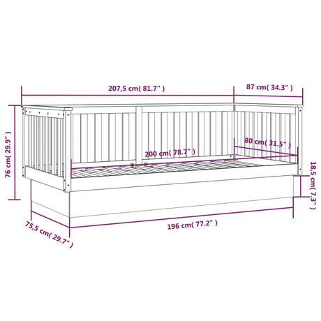 Izvlečna postelja brez vzmetnice bela 80x200 cm trdna borovina