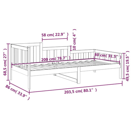 Dnevna postelja medeno rjava 80x200 cm trdna borovina