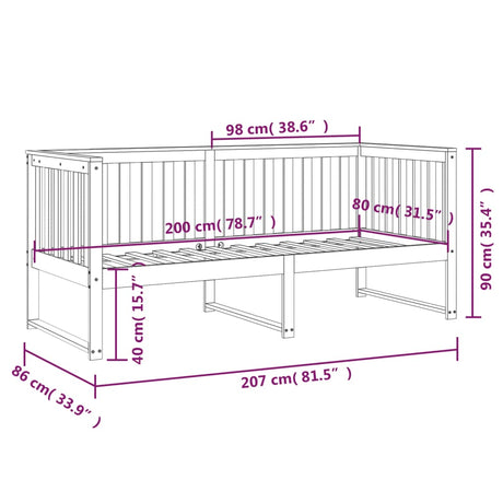 Dnevna postelja medeno rjava 80x200 cm trdna borovina