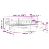 Izvlečna dnevna postelja bela 80x200 cm trdna borovina