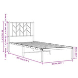 Kovinska postelja - Kovinski posteljni okvir z vzglavjem črn 80x200 cm