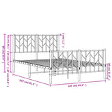 Kovinska postelja - Kovinski posteljni okvir z vzglavjem in vznožjem bel 120x200 cm