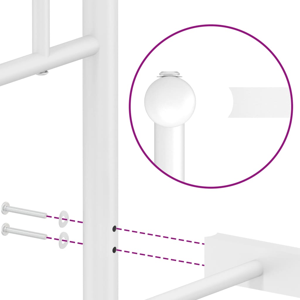 Kovinska postelja - Kovinski posteljni okvir z vzglavjem in vznožjem bel 183x213 cm