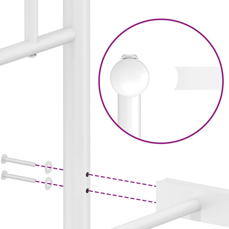Kovinska postelja - Kovinski posteljni okvir z vzglavjem in vznožjem bel 90x200 cm