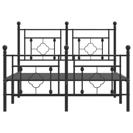 Kovinska postelja - Kovinski posteljni okvir z vzglavjem in vznožjem črn 120x200 cm